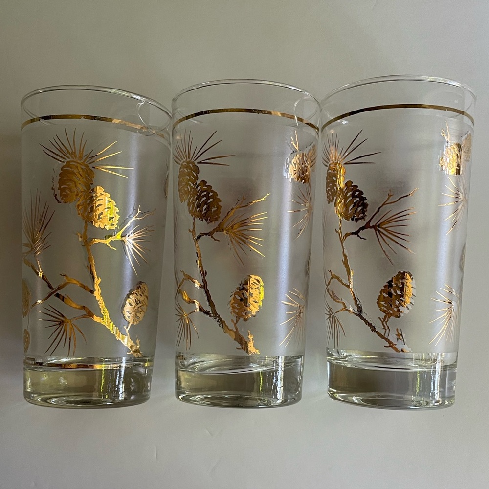 Libbey vintage MCM pinecone glasses set of 3